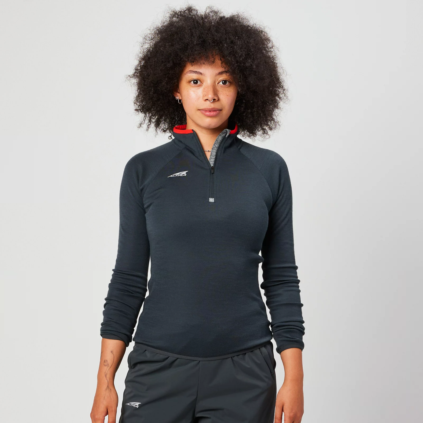 W MERINO WOOL 1/2 ZIP HOODIE