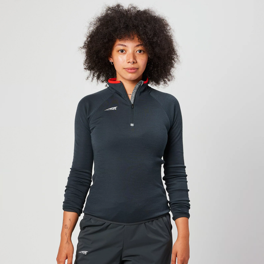 W MERINO WOOL 1/2 ZIP HOODIE