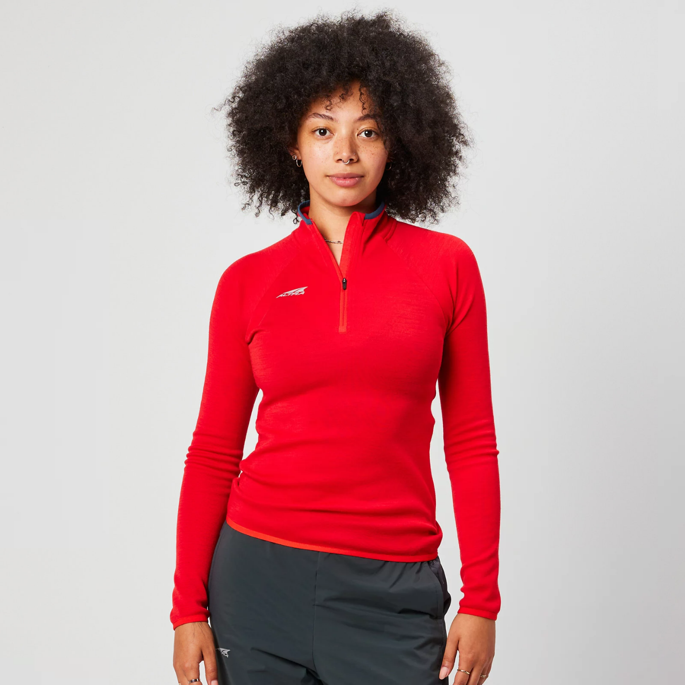 W MERINO WOOL 1/2 ZIP HOODIE